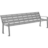 Global Industrial 8 Outdoor Horizontal Steel Slat Park Bench W/ Back Gray