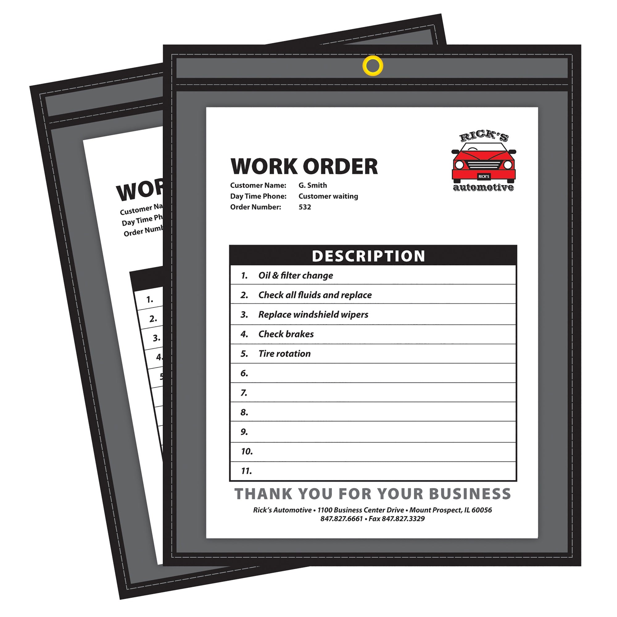 Shop Ticket Holders, Stitched, One Side Clear, 8-1/2 X 11, 25/Bx, 45911