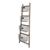 Saffon Wood Storage Ladder | 4 Basket Tiers