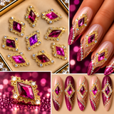 Queen - Nail Charms 10pc - #014 Gold Purple Diamonds