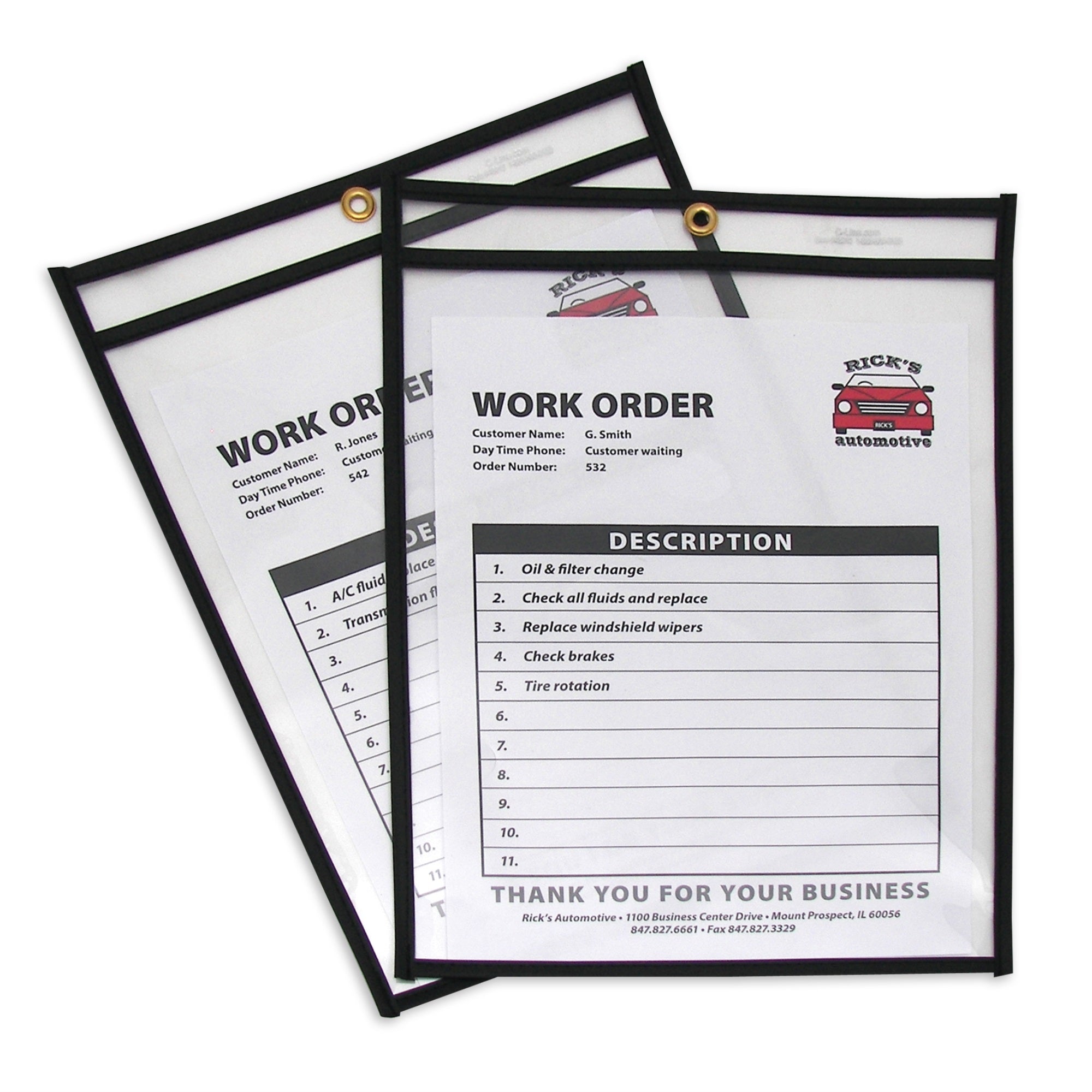 Shop Ticket Holders, Stitched, Both Sides Clear, 9 X 12, 25/Bx, 46912