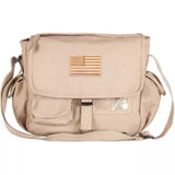 Retro Messenger Bag With Usa Emblem - Khaki