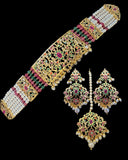 C571 Gold plated jadau choker in navratan ( READY TO SHIP )
