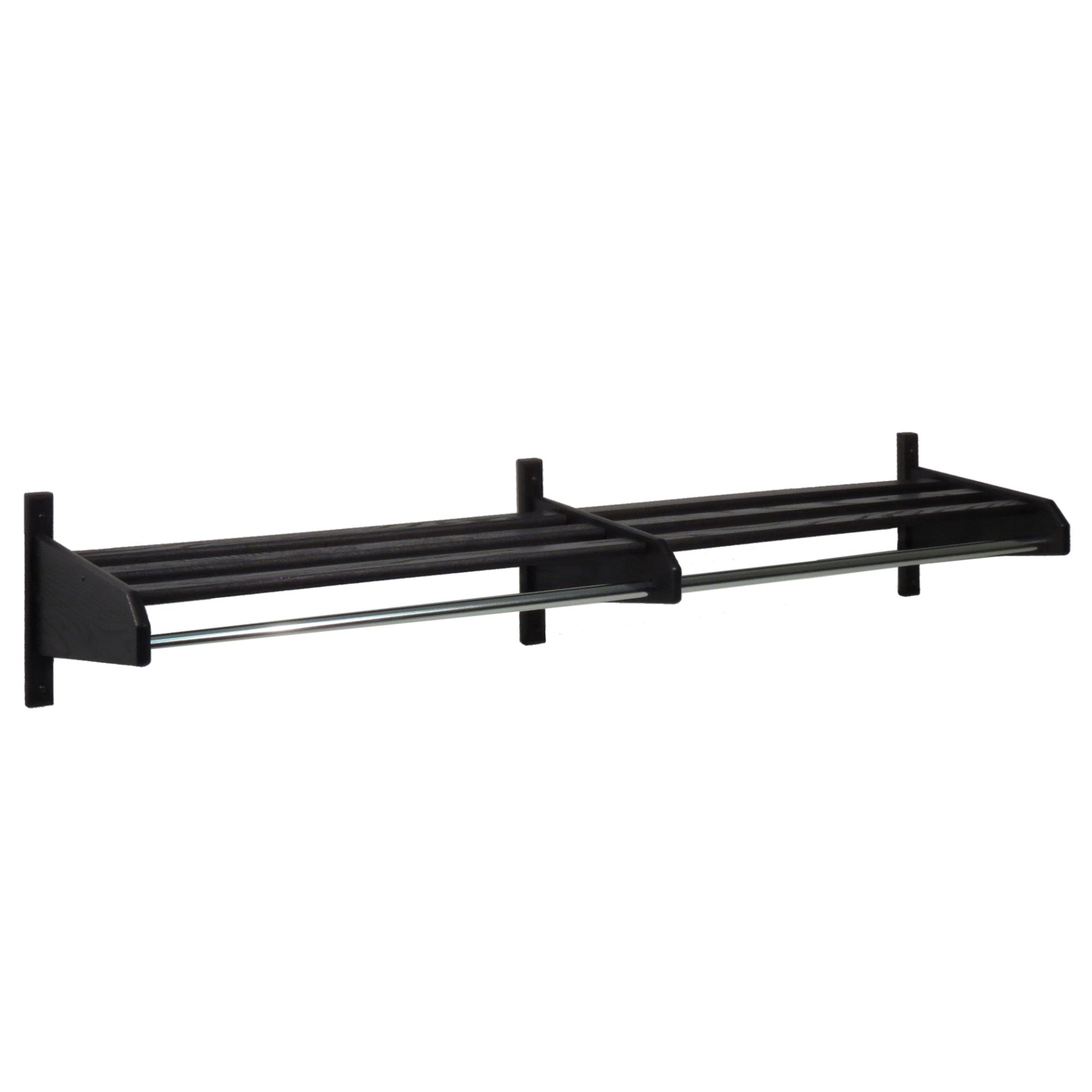 Wooden Mallet 50 Oak Coat & Hat Rack, 5/8 Diameter Bar, Black