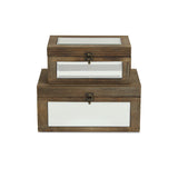 Larkspur Set Of 2 Brown Mirrored Wood Boxes