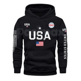 Patriot USA Flag Print Hoodie – Men’s American Heritage Fleece Sweatshirt, Vintage Stars & Stripes Graphic Pullover, Made in the USA