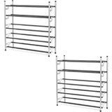 5-Tier Slide-n-Adjust Shoe Rack, Expandable Free-Standing Organizer, Silver & Black