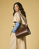 Oriana (brown) - Italian calf leather women's handbag (with shoulder strap)