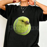 Silly Tennis Bird Meme T-Shirt - Gen Z Brainrot Aesthetic Graphic Tee, Funny Viral Internet Bird Shirt, Premium Heavyweight Unisex Streetwear, Trendy TikTok Humor Top, Abstract Meme Culture Apparel