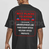 Best Places To Avoid MAGA T Shirt – Funny Liberal Political Satire Tee, Sarcastic Democrat Anti MAGA Unisex Classic Vintage Cotton Shirt