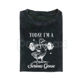 Today I'm a Serious Goose Funny T-Shirt – Men’s Vintage Washed Graphic Tee, Lightweight Sarcastic Animal Streetwear Top