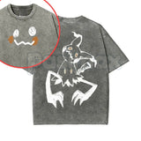 Pocket Monsters Oversize Unisex Washed T-Shirt – Vintage Graphic Anime Tee, S~3XL Retro Lightweight Cotton Streetwear Top