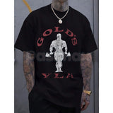 Vintage Gold’s Gym Distressed T-Shirt - Retro Bodybuilding Muscle Beach Tee, Old School Weightlifting Heritage Shirt, 1965 Venice Beach Training Top