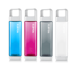 Clean Bottle Square Water Bottle 25oz, BPA-Free Plastic, Clear, Model PSQ-INF-CLEAR, Leak Proof with Carabiner Lid