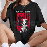 Not Today Jesus Baphomet Goat Design T-Shirt – Occult Satanic Goth Graphic Tee, Sarcastic Dark Humor Unisex Esoteric Demon Horns Shirt