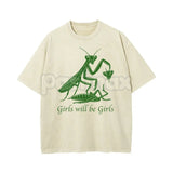 Girls Will Be Girls Oversize Unisex Washed T-Shirt – Trendy Aesthetic Graphic Streetwear Tee