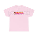 "Drunkin’ Grownups" Sarcastic Drinking T-Shirt - Viral Adult Humor Graphic Tee, Funny Parody Coffee Logo Shirt, Premium Heavyweight Relaxed Fit Top, Party & Brunch Gift for Her & Him, Comedy Slogan Weekend Tee