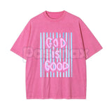 Unisex God is Good Print Washed T-Shirt – Aesthetic Christian Faith Graphic Tee, Retro Faith-Based Oversized Top