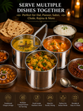 Stainless Steel Chougadha | Chaumukha Vegetable Holder with Handle - quality 3 bowl Container
