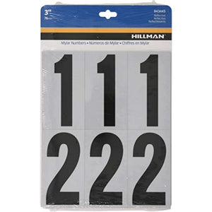 5027200 Numbers 0-9 Blk 3 26Pc Hillman 3 In. Reflective Black Mylar Self-Adhesive Number Set 0-9 26 Pc (Pack Of 6)