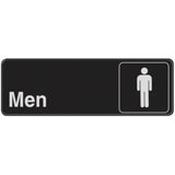 5028209 RESTROOM SIGN MEN 3X9 Hillman English Black Restroom Plaque 3 in. H X 9 in. W (Pack of 6)