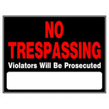 5028210 NO TRESPASS SIGN 15X19 Hillman English Black No Trespassing Sign 15 in. H X 19 in. W (Pack of 6)