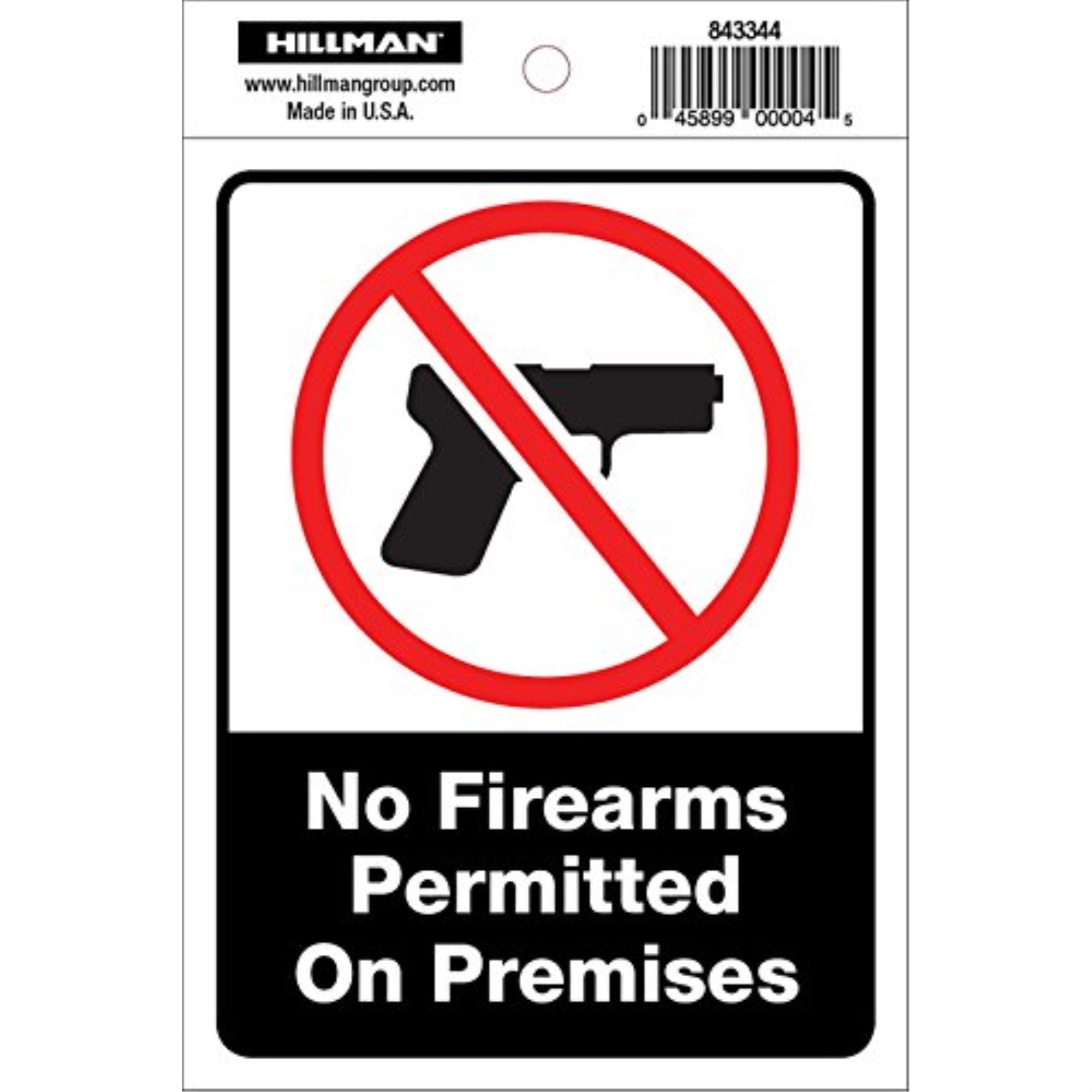 5028227 Safety Sign No Gun 4X6 Hillman English White Safety Sign 4 In. H X 6 In. W (Pack Of 6)