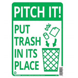 5028853 SIGN PITCH IT GBG 10X14 Hillman English White Garbage Sign 14 in. H X 10 in. W (Pack of 6)