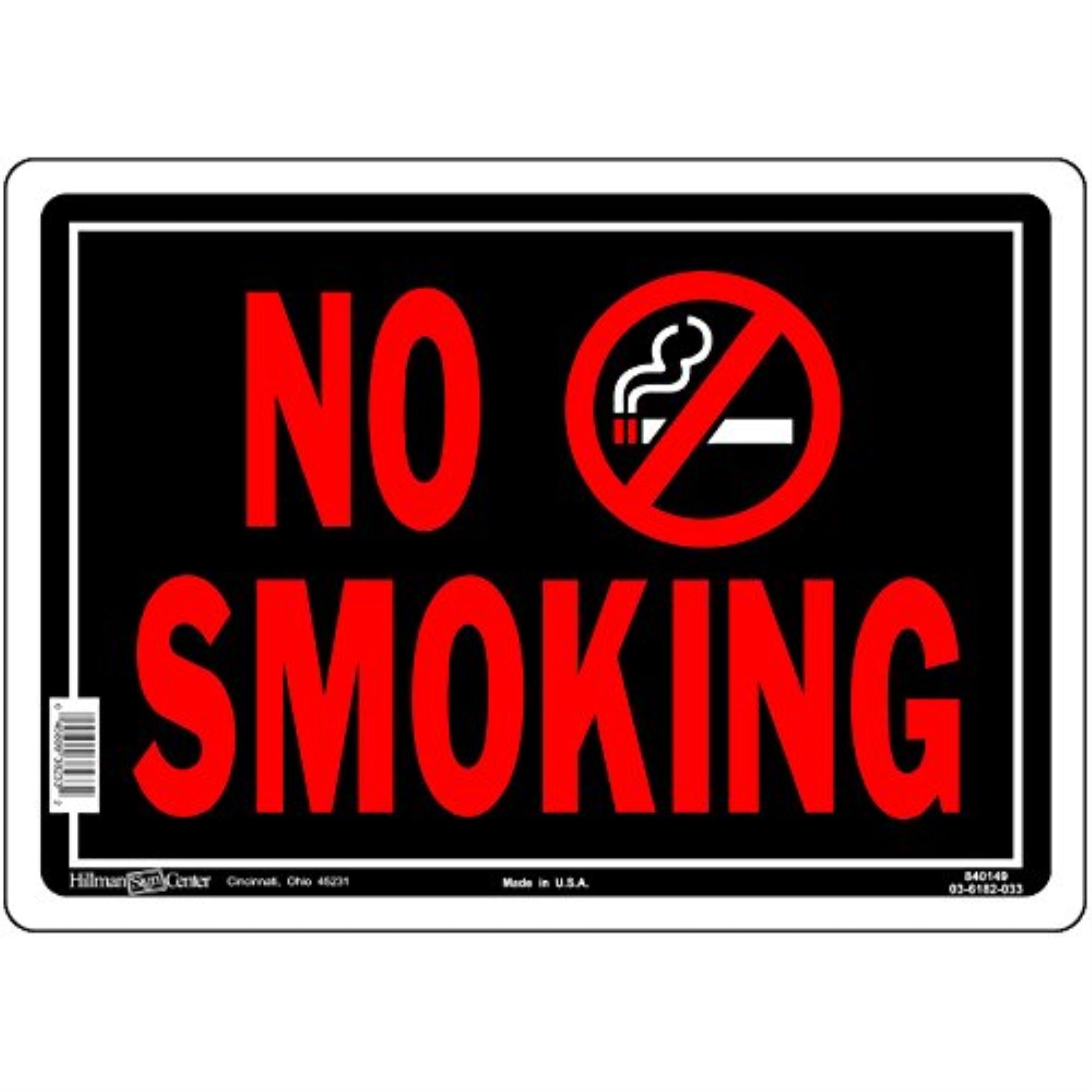5028856 Sign No Smoking 10X14 Hillman English Black No Smoking Sign 10 In. H X 14 In. W (Pack Of 6)