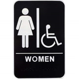 5029031 PLAQUE WMN RESTROOM 9X6 Hillman English Black Restroom Plaque 9 in. H X 6 in. W (Pack of 3)