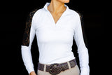 White/ Black lace longsleeve zip front