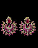 DJET96 Subhana gold plated chandbali earrings tika set -Ruby ( READY TO SHIP )