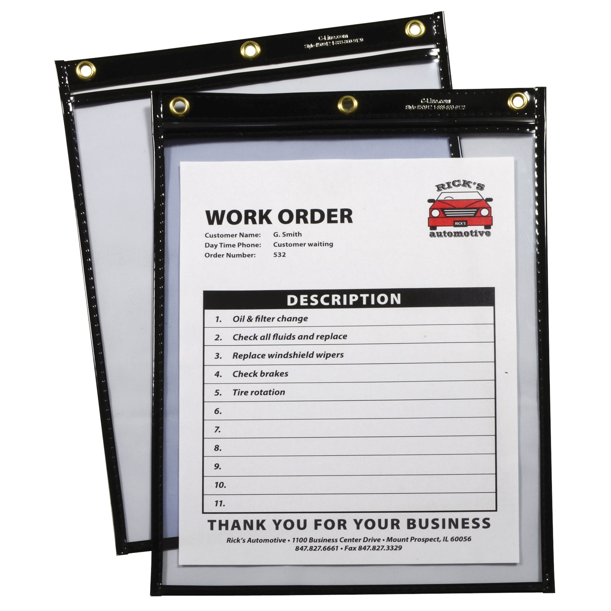 Heavy Duty Super Heavyweight Plus Stitched Shop Ticket Holder, Black, 9X12, 15/Bx, 50912