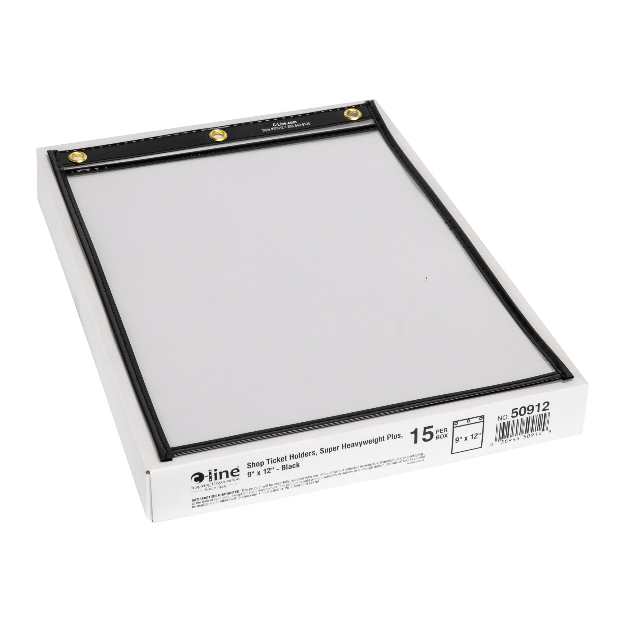 Heavy Duty Super Heavyweight Plus Stitched Shop Ticket Holder, Black, 9X12, 15/Bx, 50912