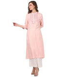 rangita Peach Rayon Calf Length Embroidered A-line Kurti for Women | Kurta for Women_3XL