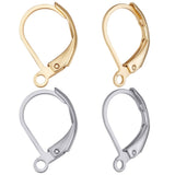 Beebeecraft 1 Box 100Pcs Leverback Earring Findings 24K Gold Plated Brass and Stainless Steel Clasp Earring Hooks 2 Colors Lever