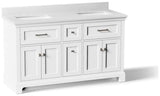 Kohler Charlemont 60 Bathroom Vanity Cabinet with White Double Sinks and Quartz Top, Modern Bathroom Storage, White, K-29263-BD1