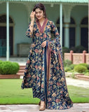 Gosriki Women'S Rayon Viscose Anarkali Printed Kurta With Palazzo & Dupatta (Cia Blue-Vks05-Gs_M_Blue_Medium),Blue,,B0F8ZXDS5L