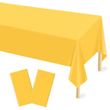 Mulbozy 2 Pcs Yellow Plastic Tablecloth for Rectangle Table, 54108 inches Disposable Yellow Party Table Covers for Birthday,