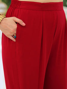 Anni Designer Women'S Cotton Blend Embroidered Straight Kurta With Pant & Dupatta (Bgm Maroon_M_Maroon_Medium),Maroon,M,,,