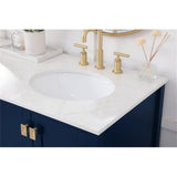 Elegant Decor Irene 60 Solid Wood And Stone Double Bathroom Vanity In Blue