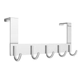 Anjuer Door Hooks Hanger Rack, Aluminum Utility Organizer Towel Hooks Holder for Kithchen Bathroom, 5 Hooks Over The Door Hanger
