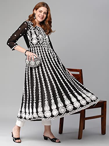 Gosriki Women'S Chikankari Embroidered Kurti Combo Pack Of 2 (Kari Black & Stho Yellow-Gs_3Xl_Multi_Xxx-Large),Multicolour,3,B0D17XG77X