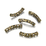 10pcs Beautiful Filigree Flower Large Hole Tube Beads 28mm Spacer Connector Antique Bronze Plated Brass for DIY Craft Jewelry Ma