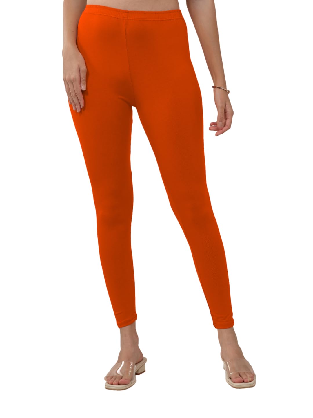 Lyra Women Solid Premium Cotton Ankle Length Leggings | Mid-Waist | Fashionwear