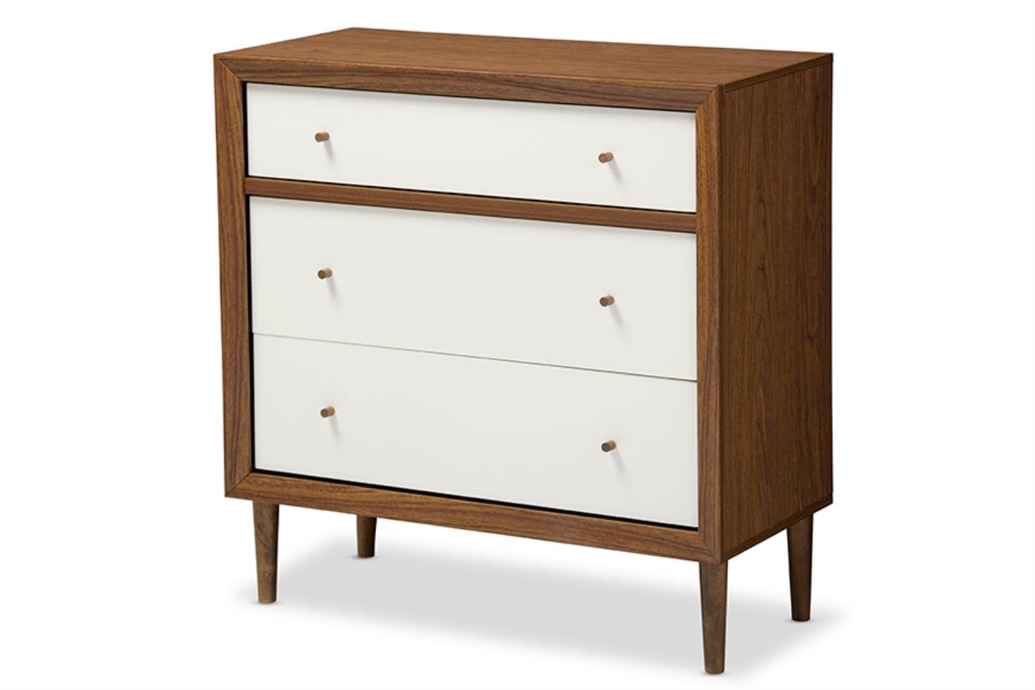 Baxton Studio Fp-6782-Walnutwhite Chests-Of-Drawers, Medium, White And Walnut