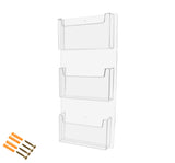 Marketing Holders Postcard Holder Clear Acrylic 3 Pocket Vertical Wall Display with Hanging Hardware Holds 6 x 4 Index Cards a