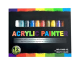 Artistery Acrylic Paint Set, Non Toxic 12 Colors,Pigments Art Plies For Children,Perfect For Canvas, Wood, Fabric, Leather, Card