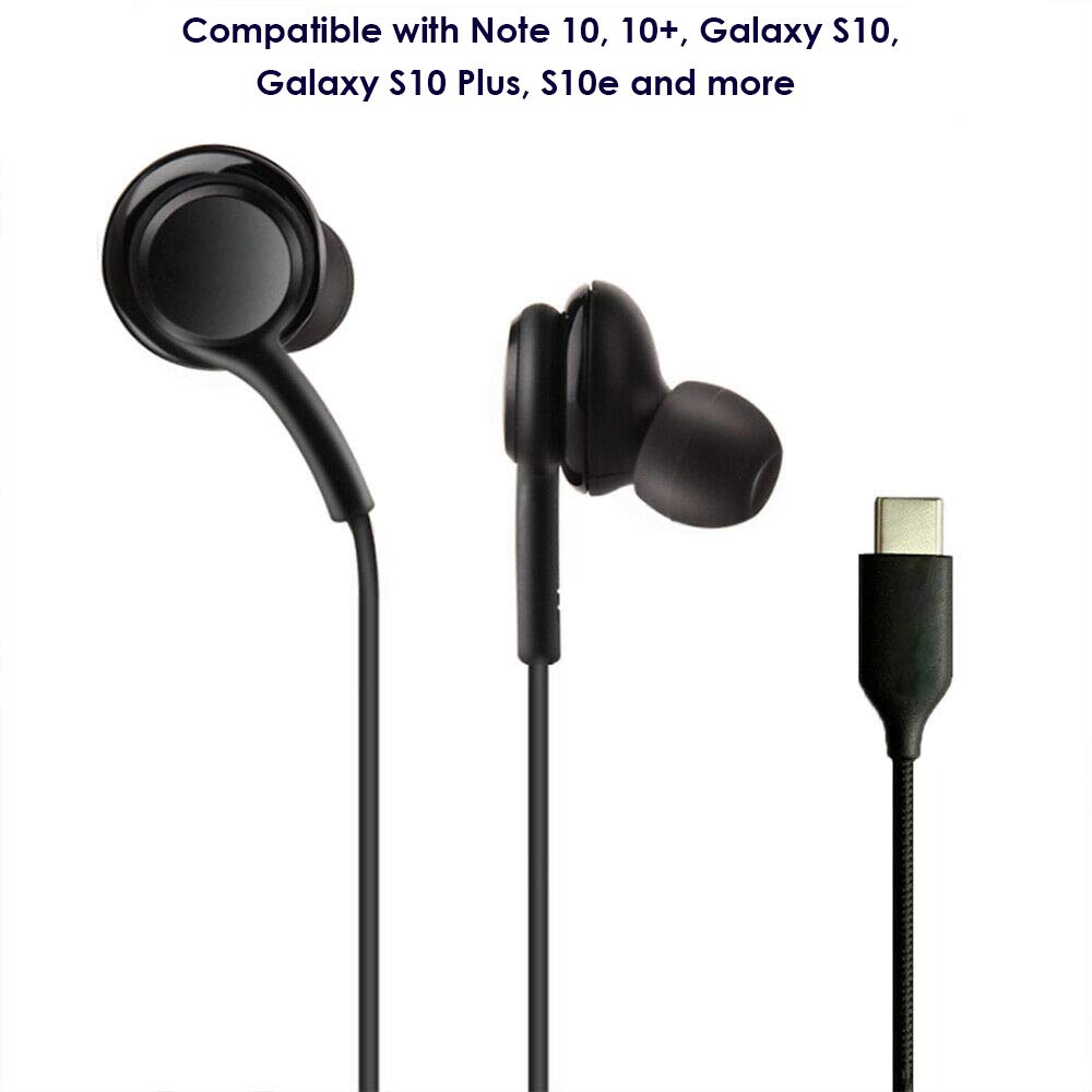 ElloGear Earbuds Stereo Headphones for Samsung Galaxy Note 10, Note 10+, Galaxy S10, S9 Plus, S10e - DJ Tuned - Braided Cable wi
