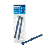 Tapcon+ 1/2 x 6 Inch Heavy-Duty Hex Head Concrete Anchors, 2 PCS, Corrosion Resistant Blue Climaseal Coating, Outdoor Rated Use,